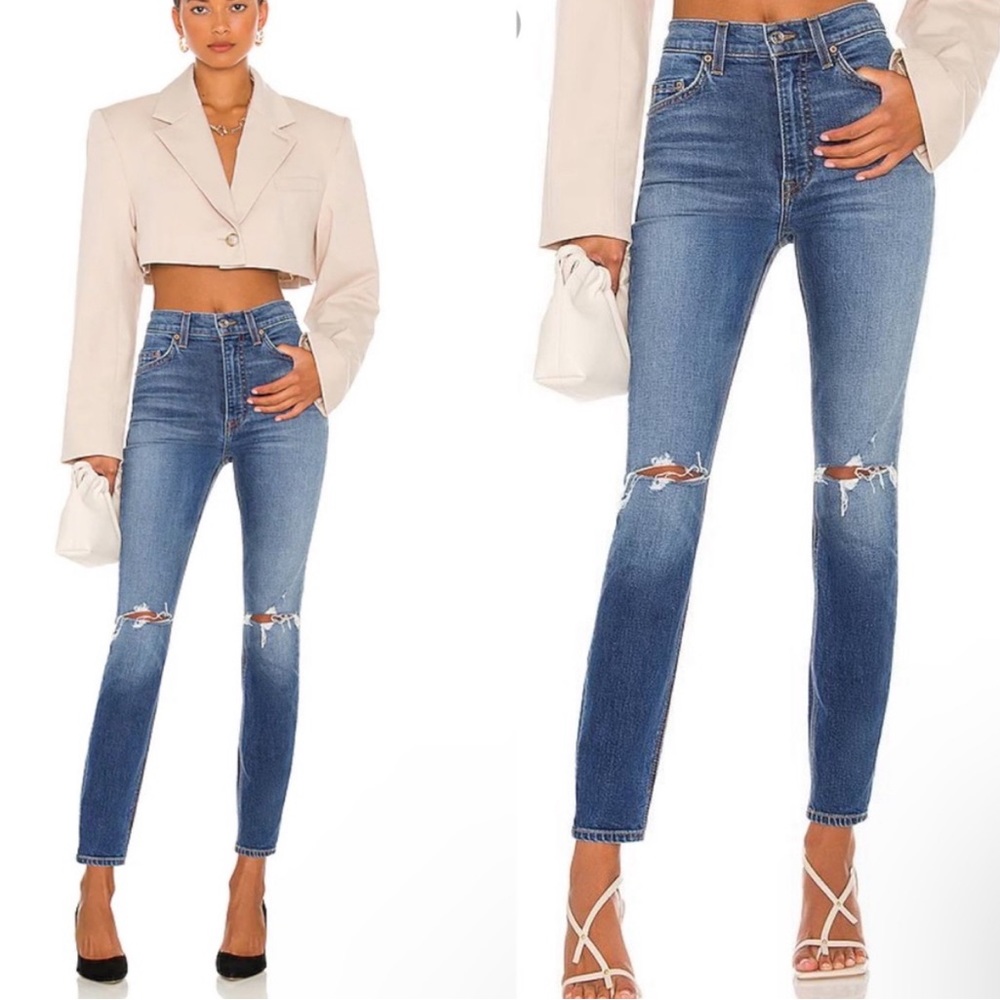 GRLFRND Kendall dark blue ripped skinny denim jeans size 25